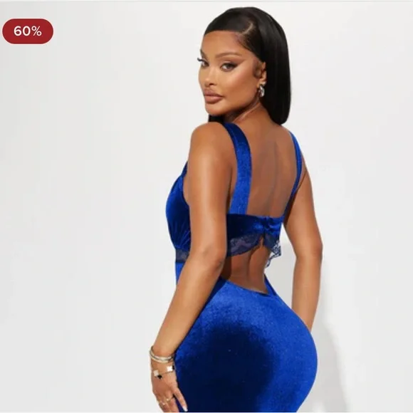 ~Fashion Nova Royal Blue Backless Dress~ - Picture 3 of 12